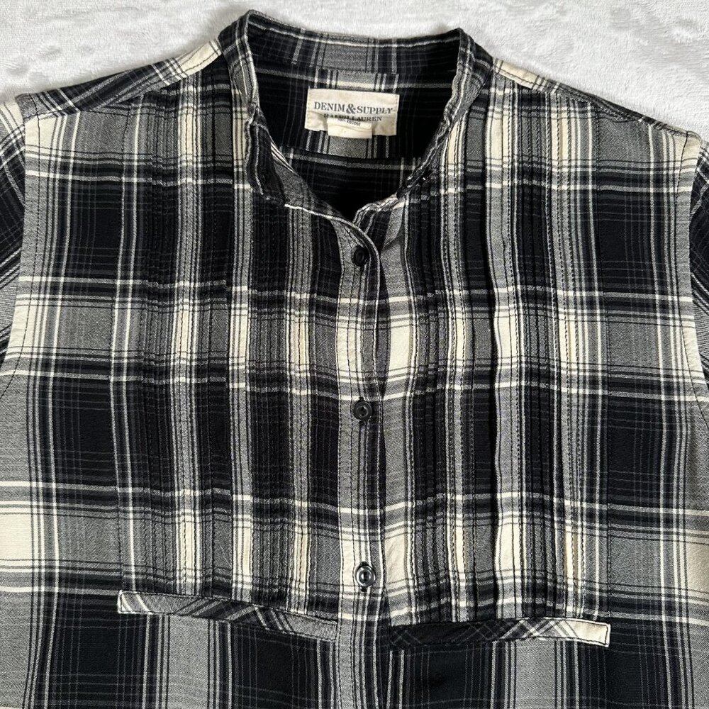 Ralph Lauren Denim Supply Shirt Women Size S Plaid Long Sleeve Tunic Top EUC - Picture 3 of 11